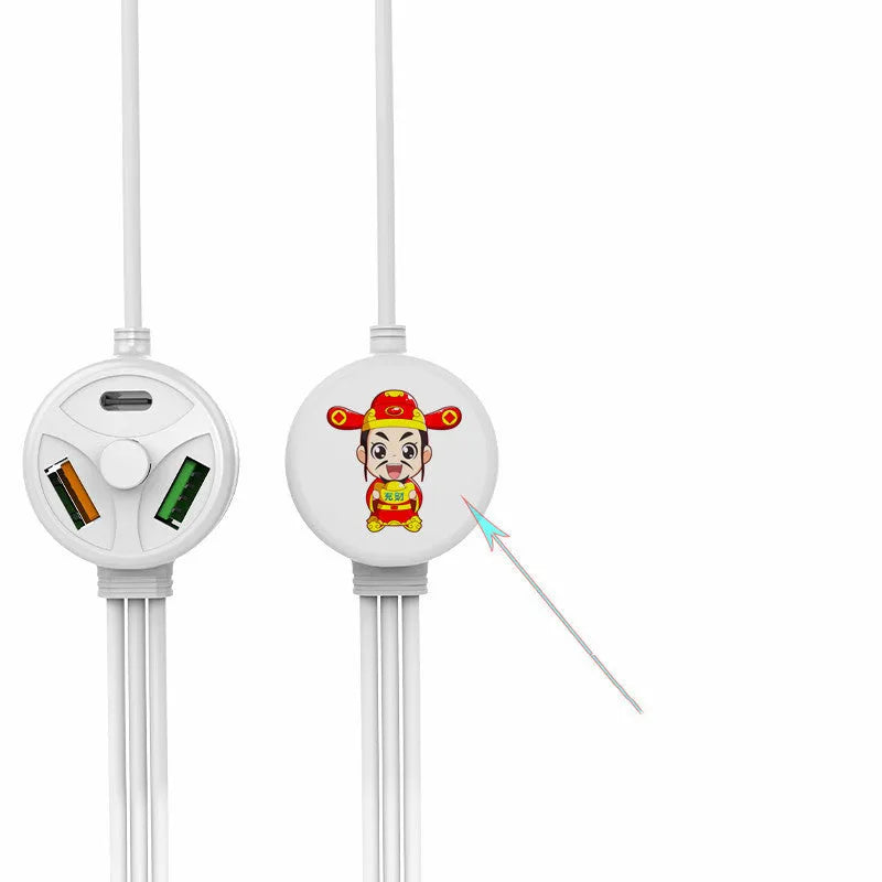 PDPVC mobile phone charging cable with USB, Micro USB, and TYPE-C connectors on a 1.2m PVC cable.