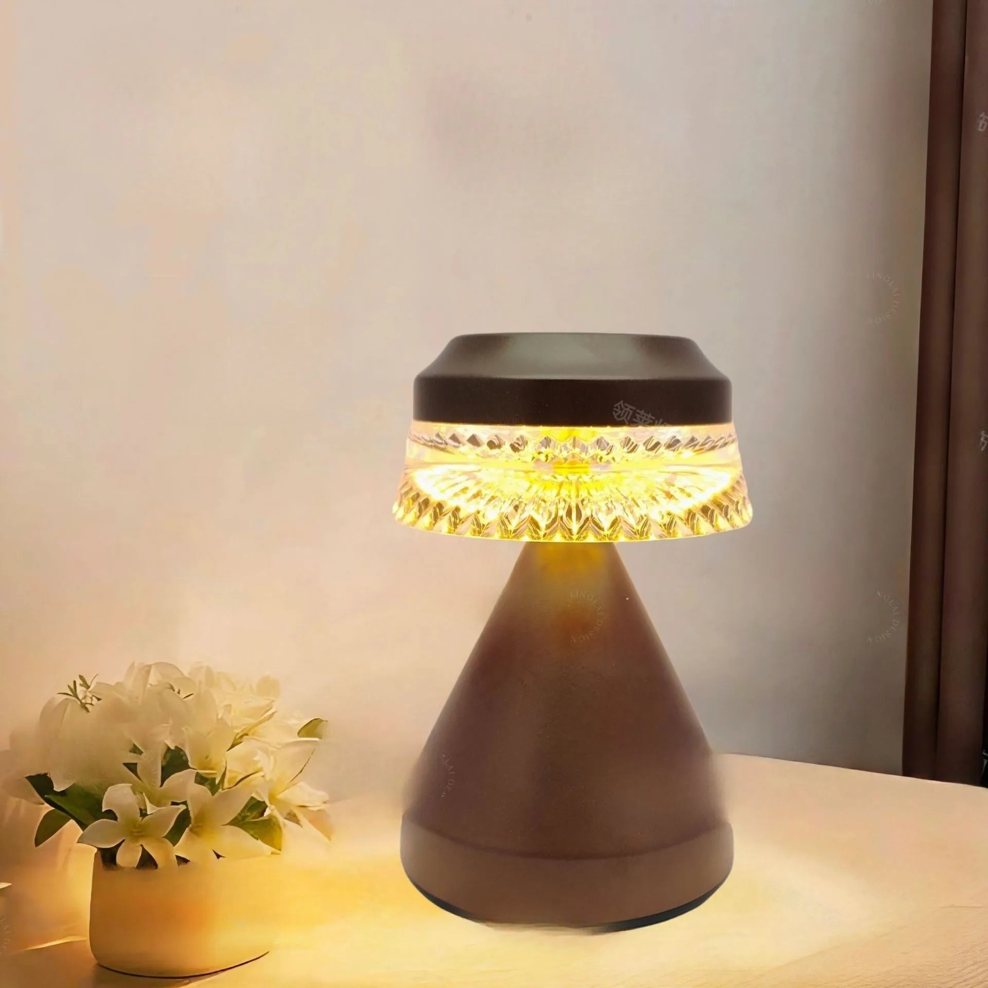 USB-powered LED bedside night lamp in black, brown, or orange with three-colour dimming.