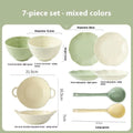 Seven-piece ceramic dinnerware set with solid colour glaze finish in gift box