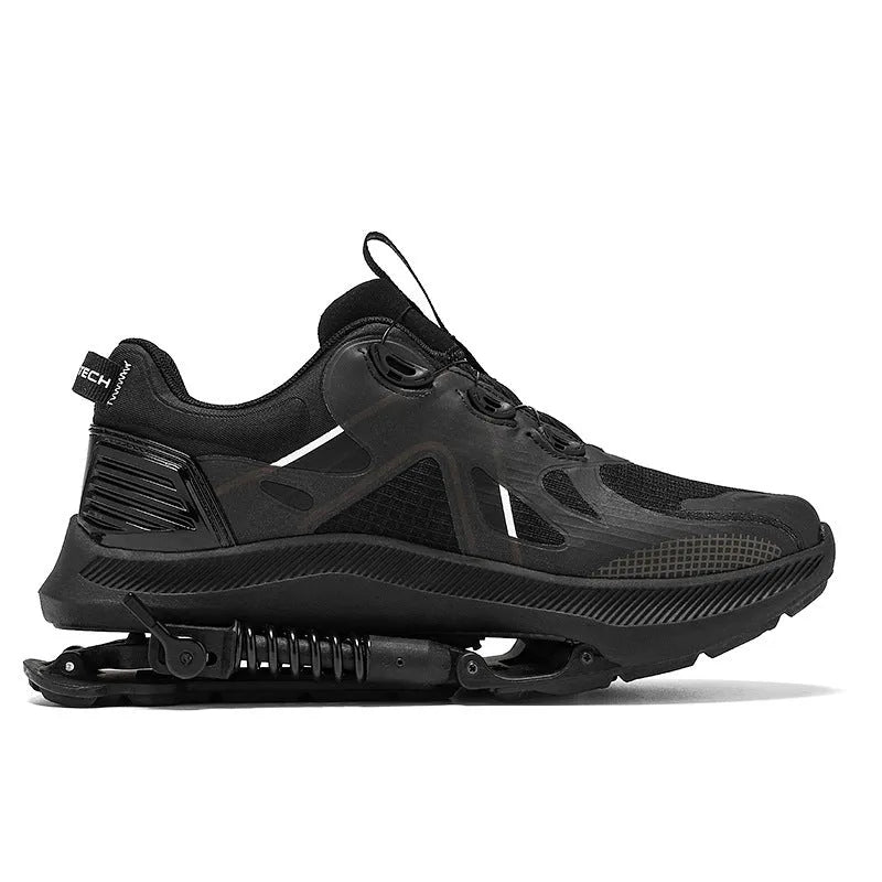 Black mesh running shoes with rubber EVA sole, middle top height, unisex sizes 35-45
