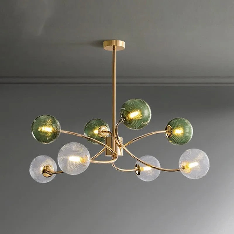 Nordic style adjustable pendant ceiling light with multiple heads in a modern living room.