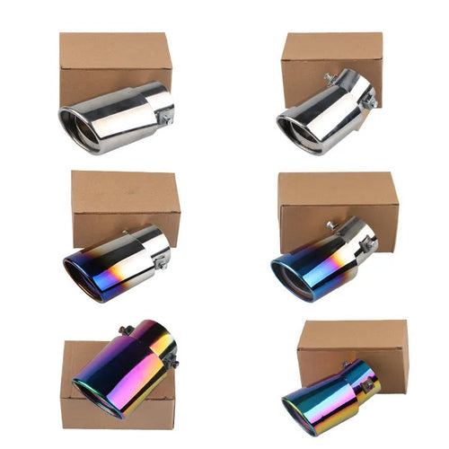 Stainless steel car exhaust tailpipe in a choice of baked blue, bright silver or colourful finish.