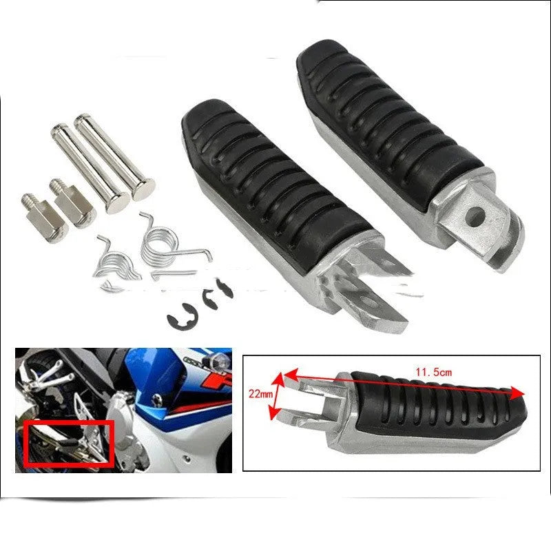 Black aluminium alloy motorcycle footpegs replacement set for Suzuki Hayabusa, V-Strom, and other models