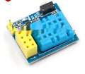 Compact DHT11 WiFi node module for temperature and humidity sensing, measuring 25mm by 21mm.