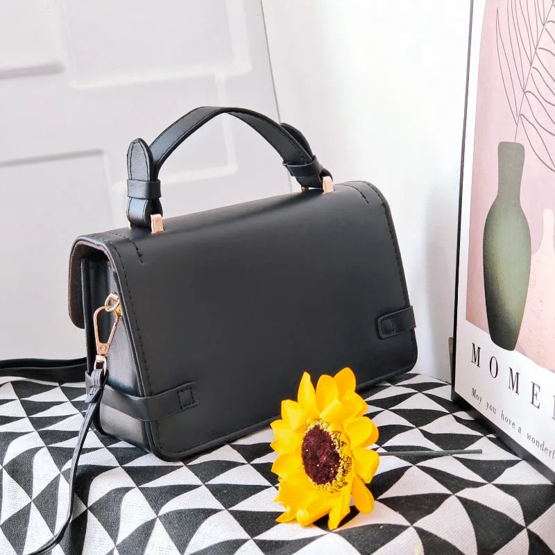 Retro small square PU leather crossbody bag with floral embroidery and plaid pattern in apricot colour.