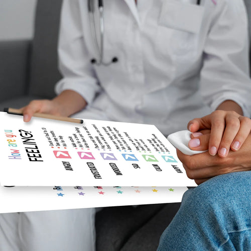 Set of 12 mental health posters on coated paper with bright film finish, 255x355mm each, including glue dots