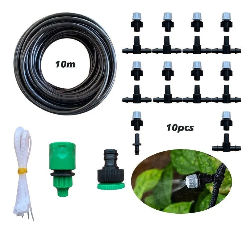 Garden irrigation hose water mist greening system 10m 10 spray suit PE material micro spray series
