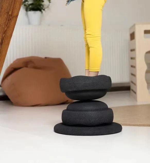 Plastic children's balance board in wood-grain effect colours for ages 4-6