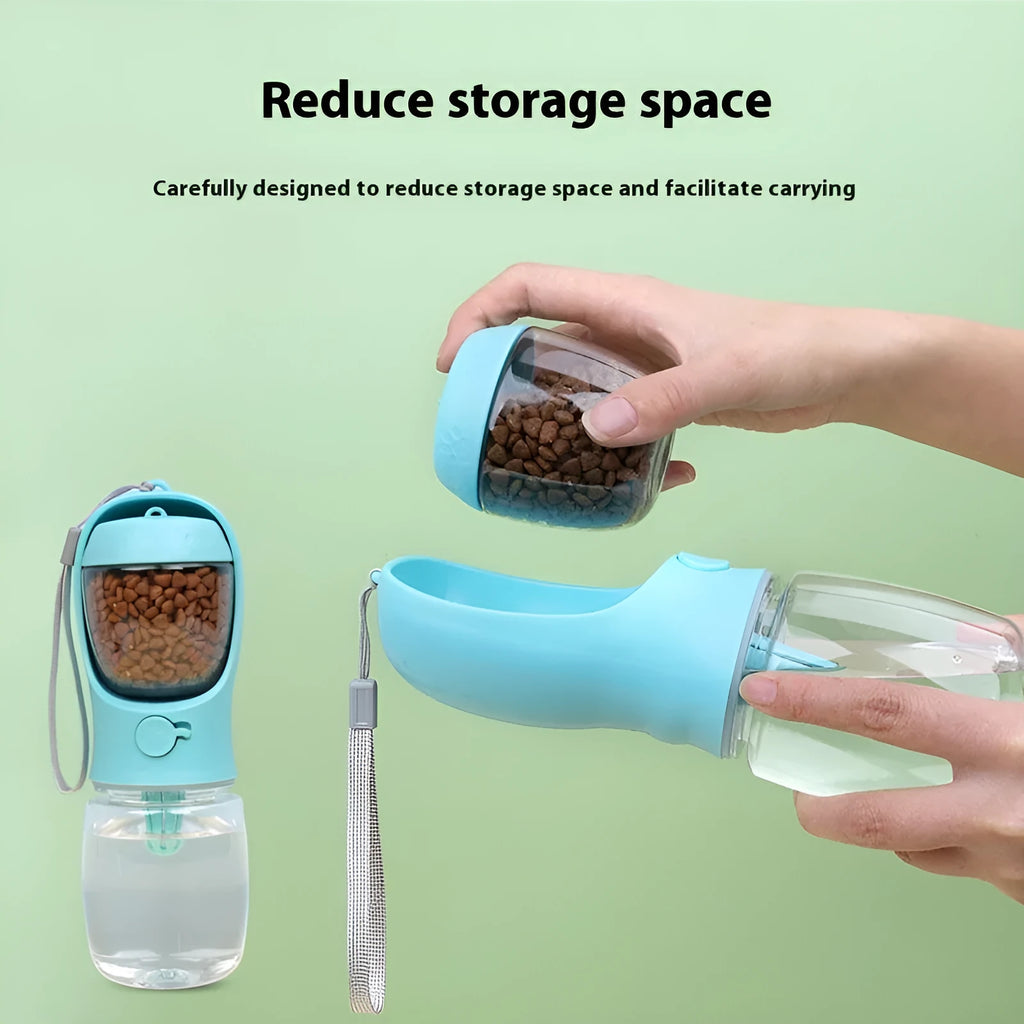 Portable dual-use dog water cup with split water grain design in blue, pink, or white colour options