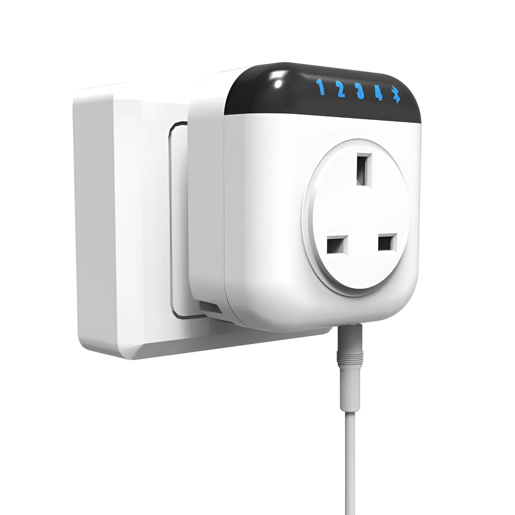White Tuya WiFi smart temperature control switch socket with three-hole US electrical outlet and child safety protection