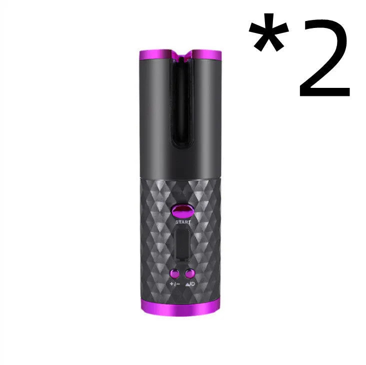Portable USB charging mini curling iron with gold ceramic barrel in white, pink, or grey colours