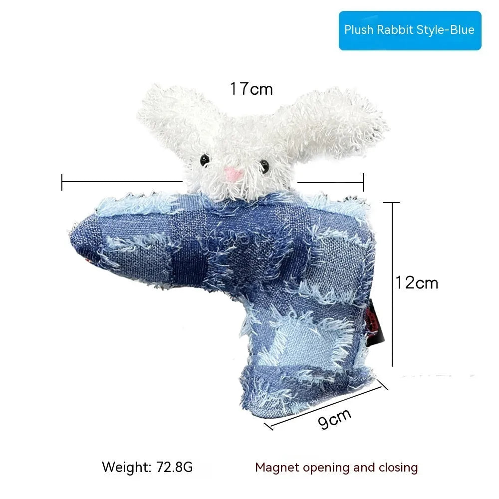 Golf straight bar putter sleeve in various designs including four-leaf clover and animal motifs