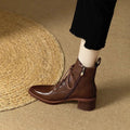 Women's black pointed toe ankle boots with 5.5cm heel and 13cm sock length