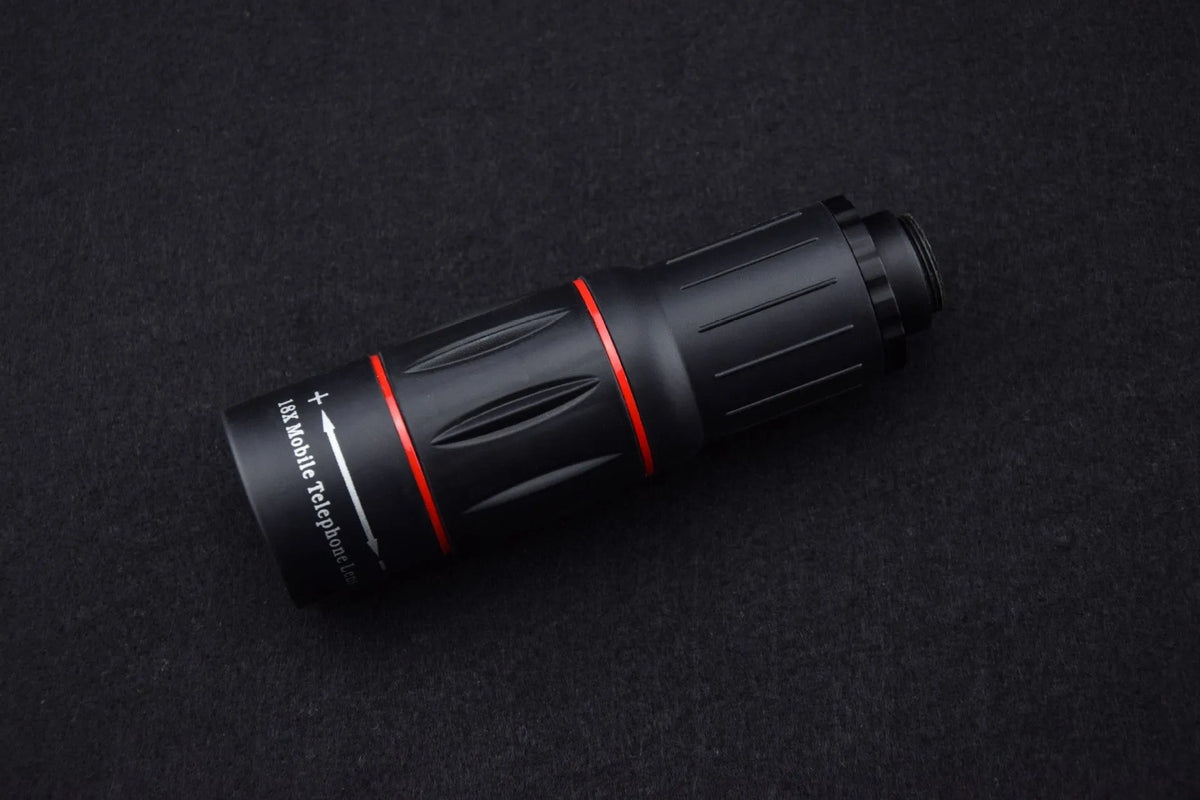 18x universal external telephoto lens for mobile phones with clip-on fitting and optional handheld bracket