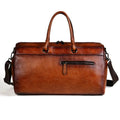 Brown genuine leather backpack with retro styling and 20L capacity