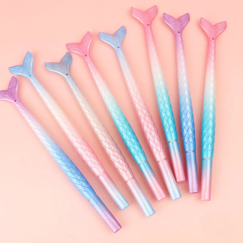Mermaid pen with 0.38mm needle tube tip in cartoon design and plastic shell