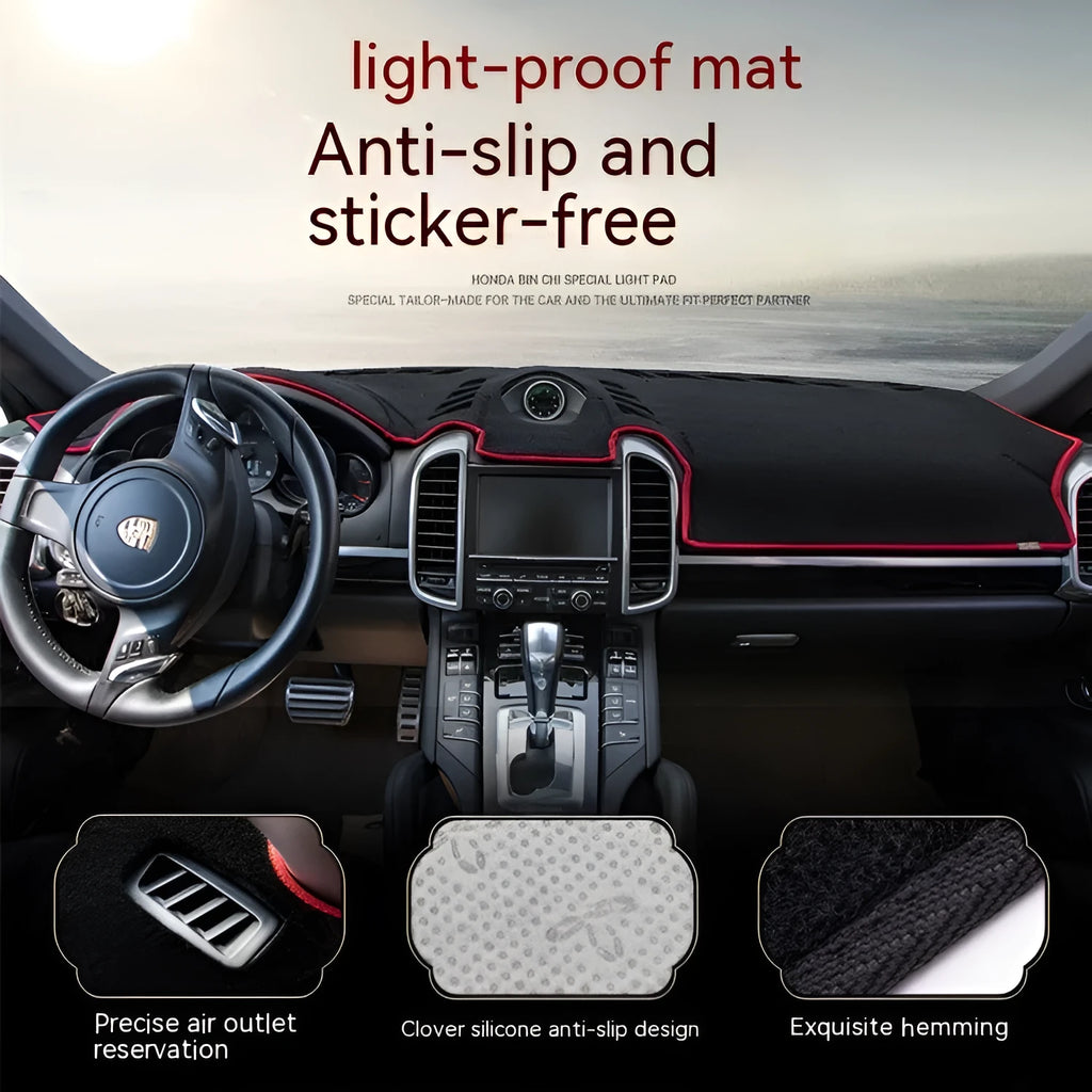 Black silicone dashboard pad with coloured edge trim for Toyota Prado instrument panel