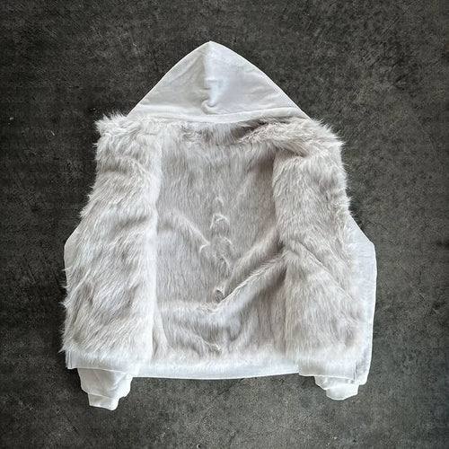 Baggy cardigan-style coat in black or white with long sleeves and loose fit