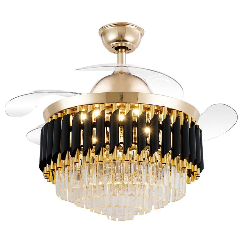 Crystal chandelier ceiling fan light with remote control in 42 or 48 inch size options