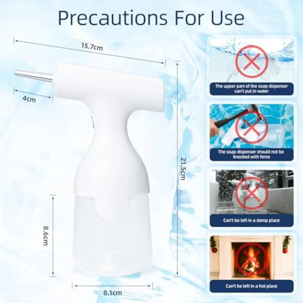 White electric foam soap dispenser with USB cable for pet bathing and home cleaning