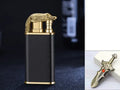 Creative blue flame lighter with windproof double fire and novelty dragon design, metal body