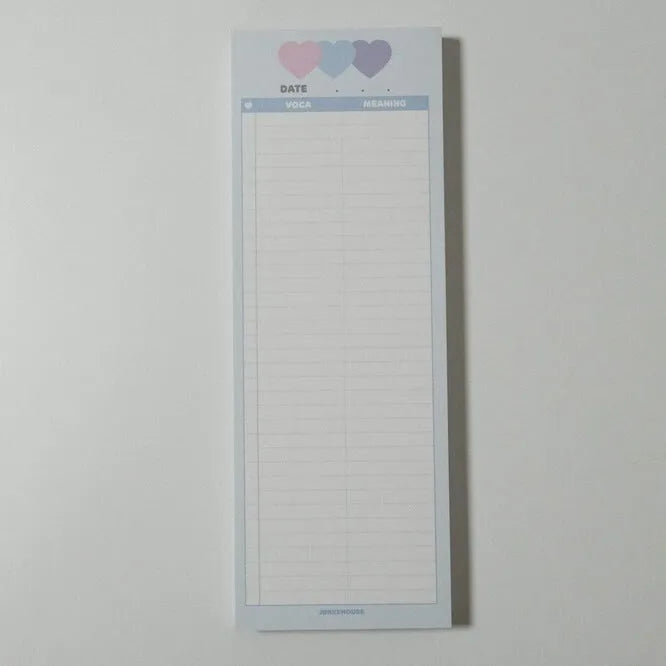 Vertical English learning notepad in half B5 size with double-sided printing and three colour options