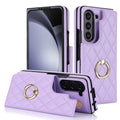 Samsung Z Fold PU leather case with double buckle shell and ring in black
