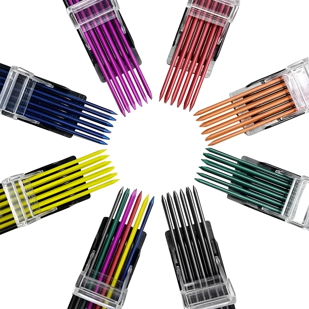 Box of 12 coloured erasable mechanical pencil refill leads for drawing