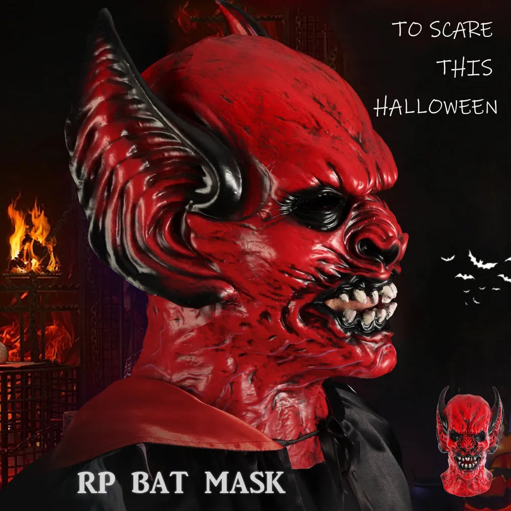 Red bat head cover costume mask for Halloween and Christmas parties