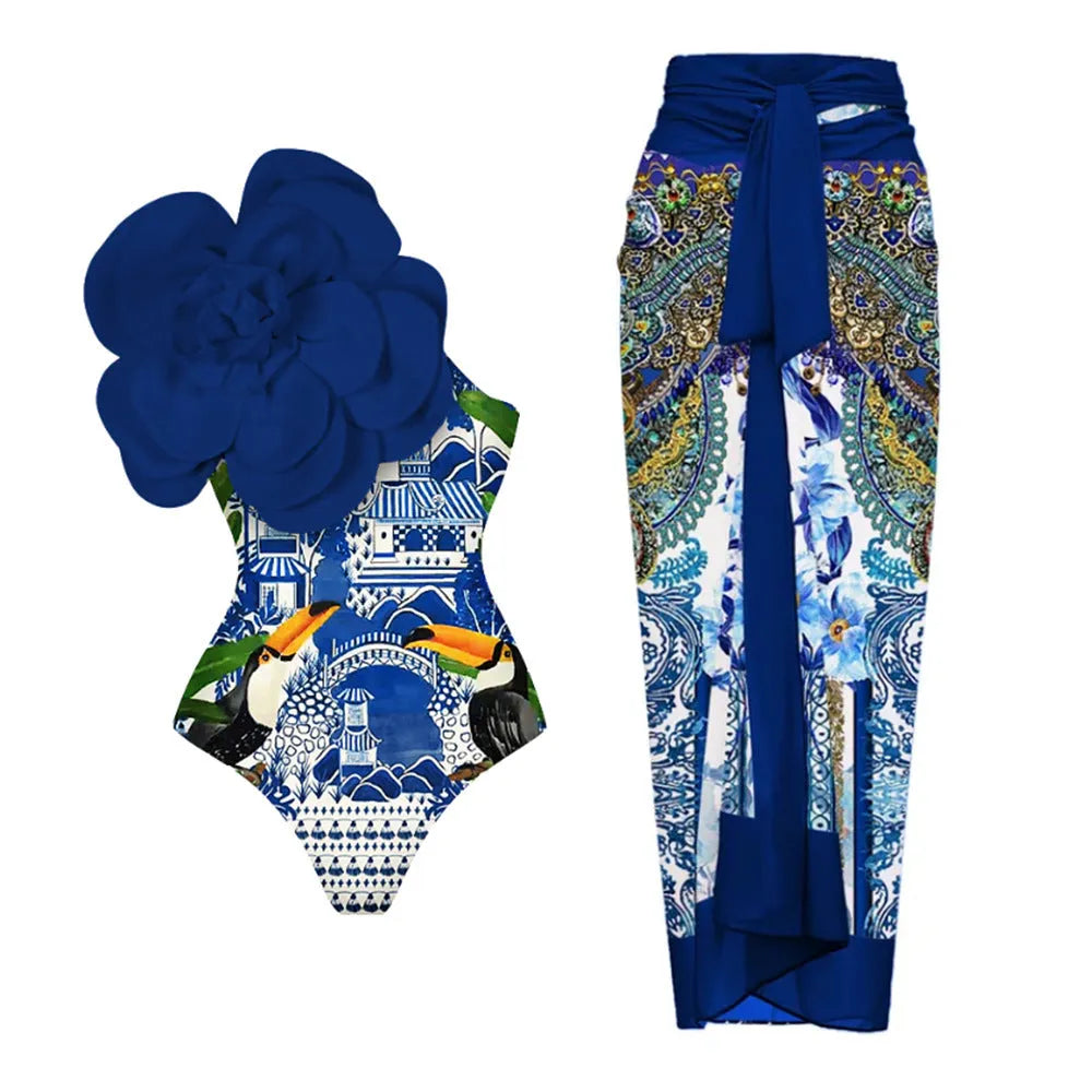 One-piece swimsuit in solid colour with European and American sizing for swimming activities