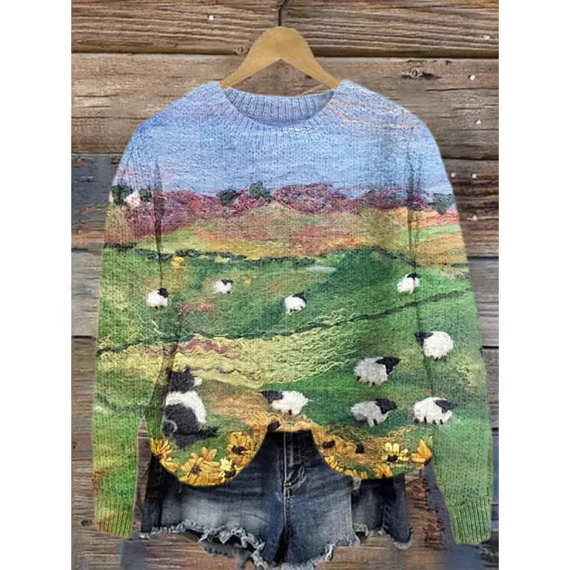 Little Flower digital printed round neck sweater in a colour from the YPM935 range.