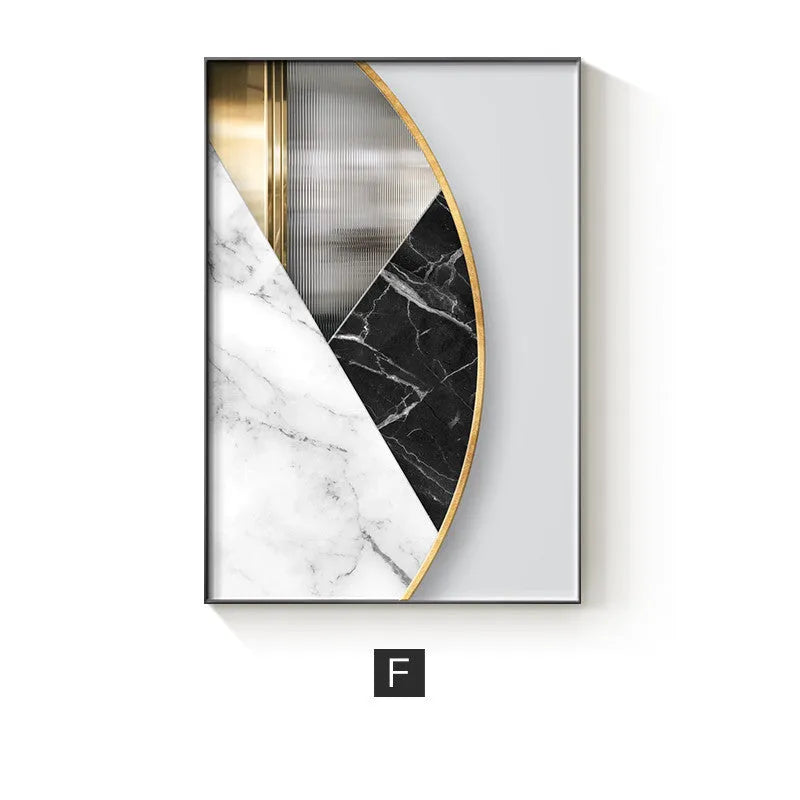 Abstract geometric pattern canvas wall art painting in modern colours on stretched canvas