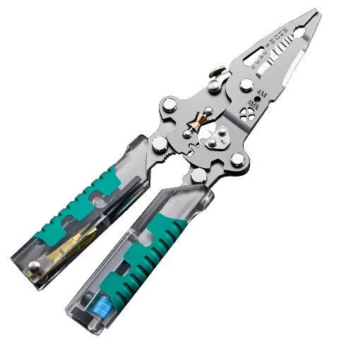 Electrician's multi-functional wire stripping pointed pliers with Luo ni steel cutting edges