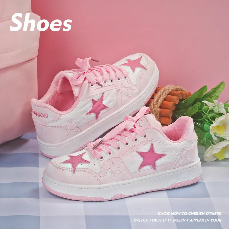 Denim skateboard shoes with round toe and front lace-up design in black, green or pink colour options