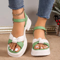 Thick heel black slippers with button fastening and round toe design