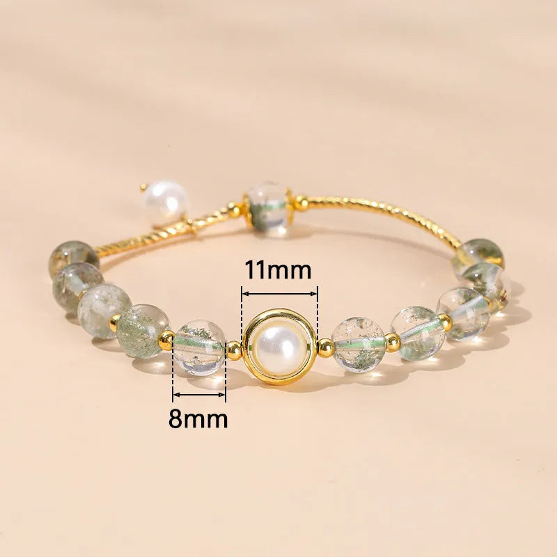 Girls crystal agate bracelet with manual processing showing natural bead colours and charm shapes