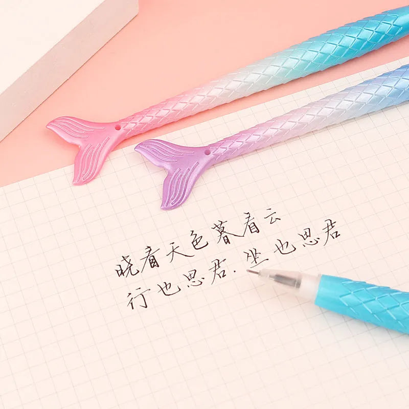 Mermaid pen with 0.38mm needle tube tip in cartoon design and plastic shell
