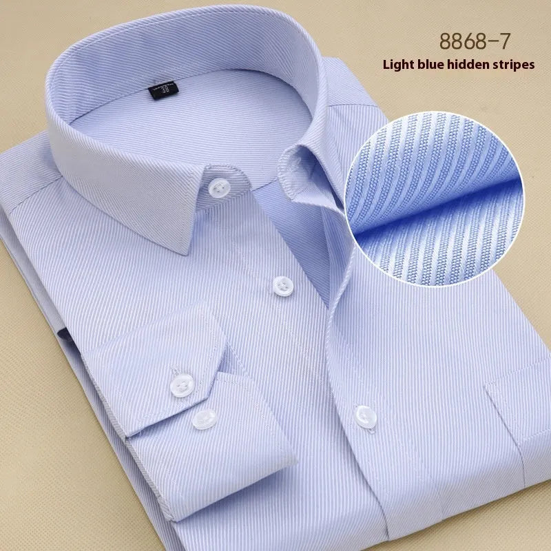 Men's black cotton long sleeve shirt with slim fit and business style