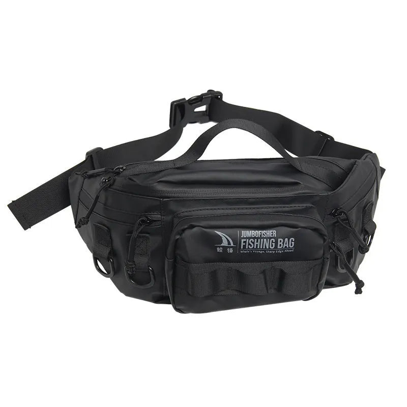 Men's canvas and PVC outdoor fishing backpack with single shoulder strap, 18x9x31cm size for bait storage