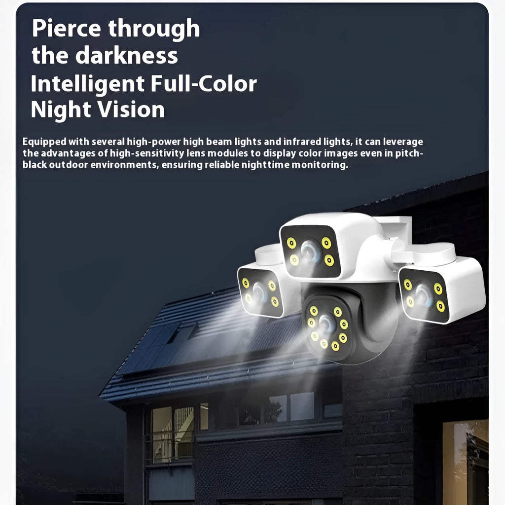 Outdoor Three-lens Surveillance Camera Wireless Wifi 6MP Security Camera Plastic Body AC110-220V for Home Monitoring British Standard Available