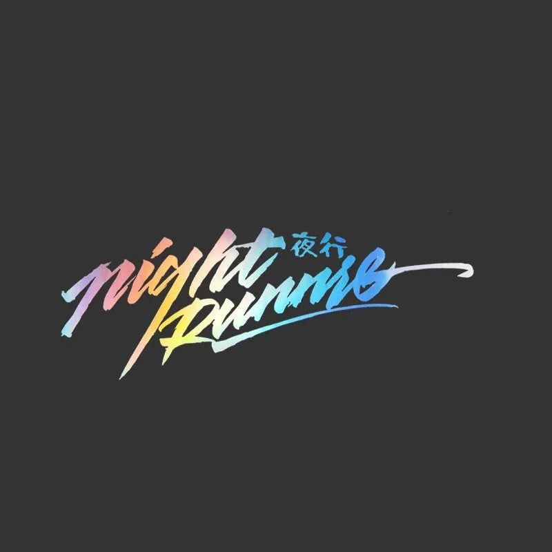 Nightwalker black vinyl car decal sticker with lettering for rear windscreen, size 20cm by 7.5cm.