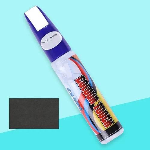 Car touch up paint pen and scratch repair kit four piece set with wax.
