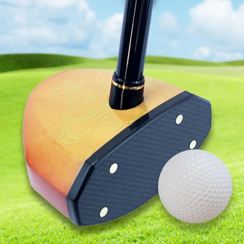 Maple head green golf training club with carbon shaft, 84cm length, R flex and 72 loft