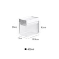 White clear plastic food storage container with 400 ml capacity for grains.