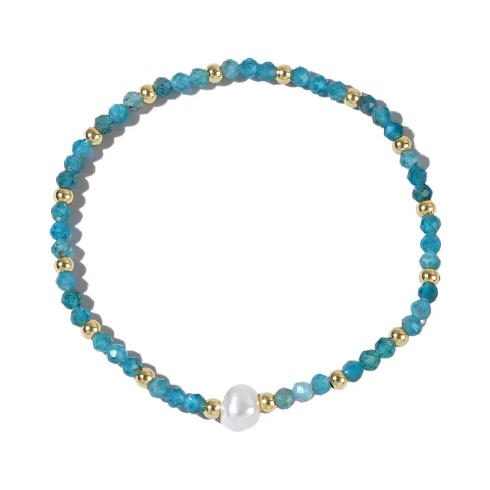 Natural stone geometric ellipse bracelet showing structured design and material texture