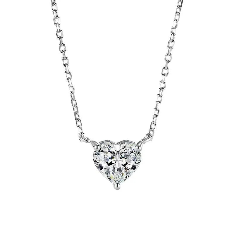 Women's simple silver-coloured heart necklace on a delicate chain.