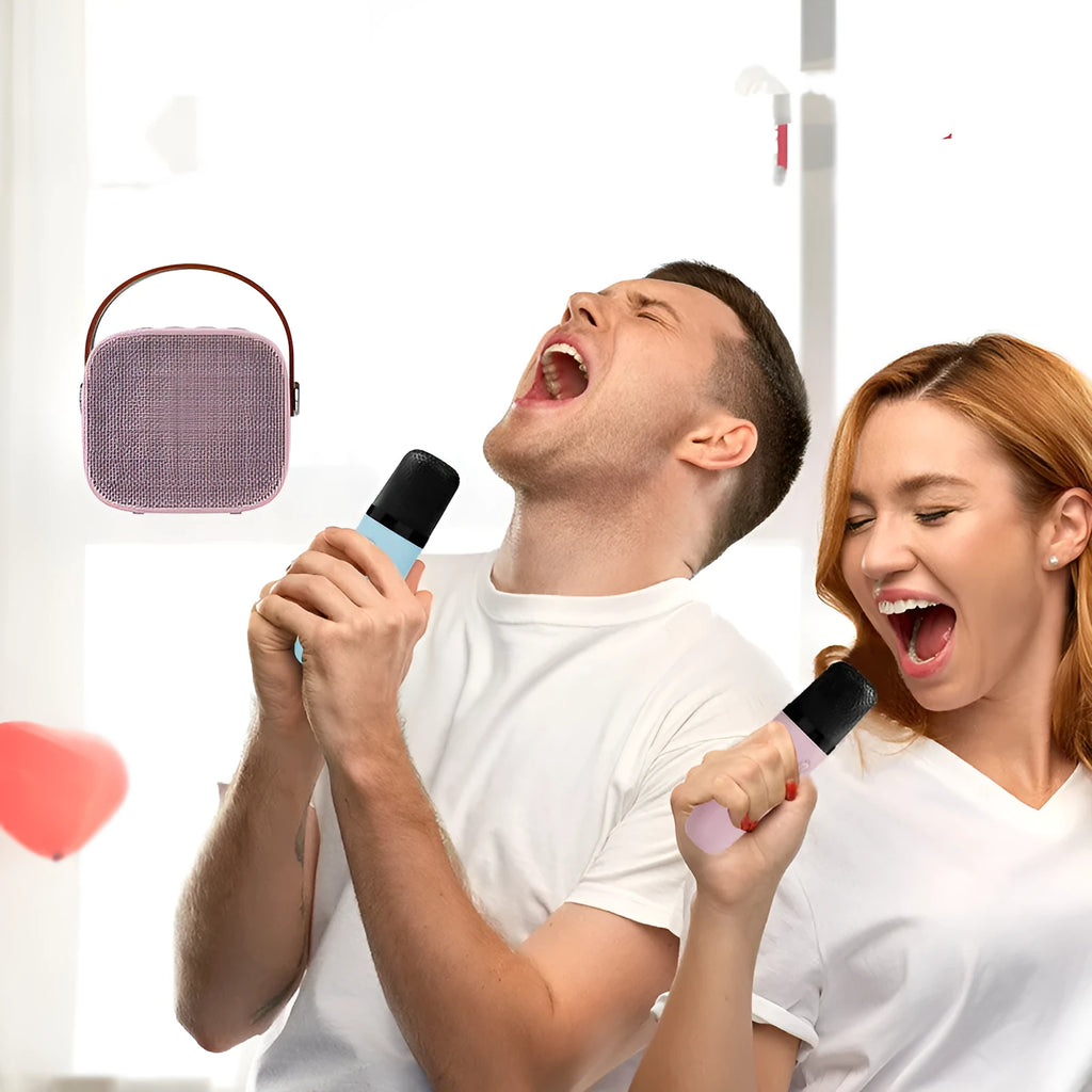 Compact wireless Bluetooth speaker with microphone in white, pink or blue colour options
