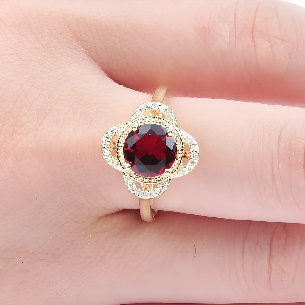 Copper ring with a fruit-shaped zircon stone, shown in colour style 10-6-1395.