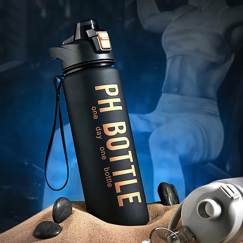 Men's 1000ml matte black plastic water bottle portable direct beverage style