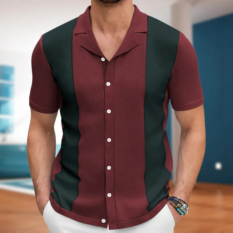 Men's Tencel polo shirt in green, wine red, or black, sizes M to 3XL, business casual style.